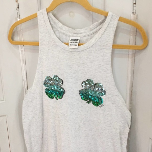 PINK Victoria's Secret Sequin Shamrock Tank - Picture 10 of 15